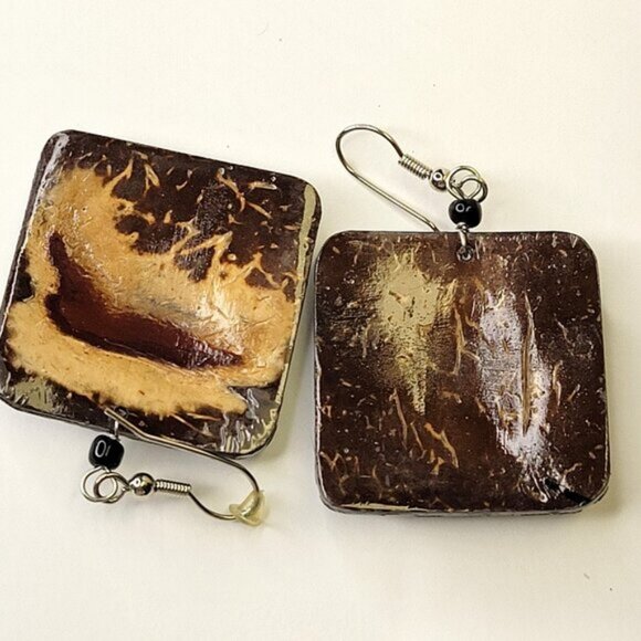 Abalone Style Square Earrings - Picture 9 of 10